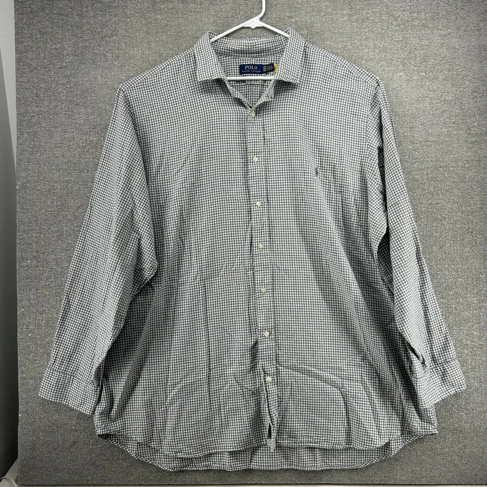 Polo Ralph Lauren Long Sleeve Shirt Men Size 3XB Gray Gingham Casual